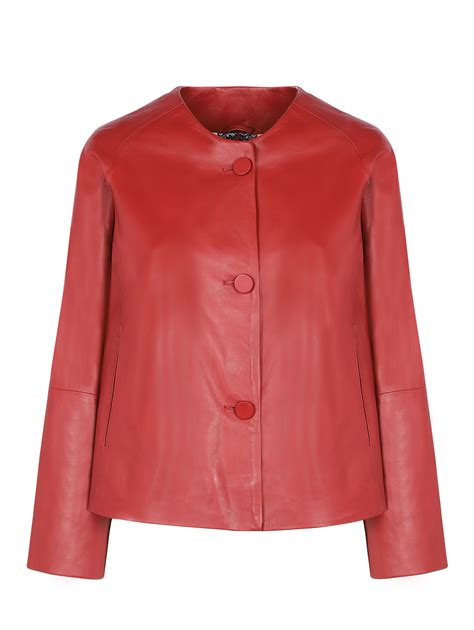 giacca versace rossa|VERSACE JEANS COUTURE Giacca in pelle rossa da donna .